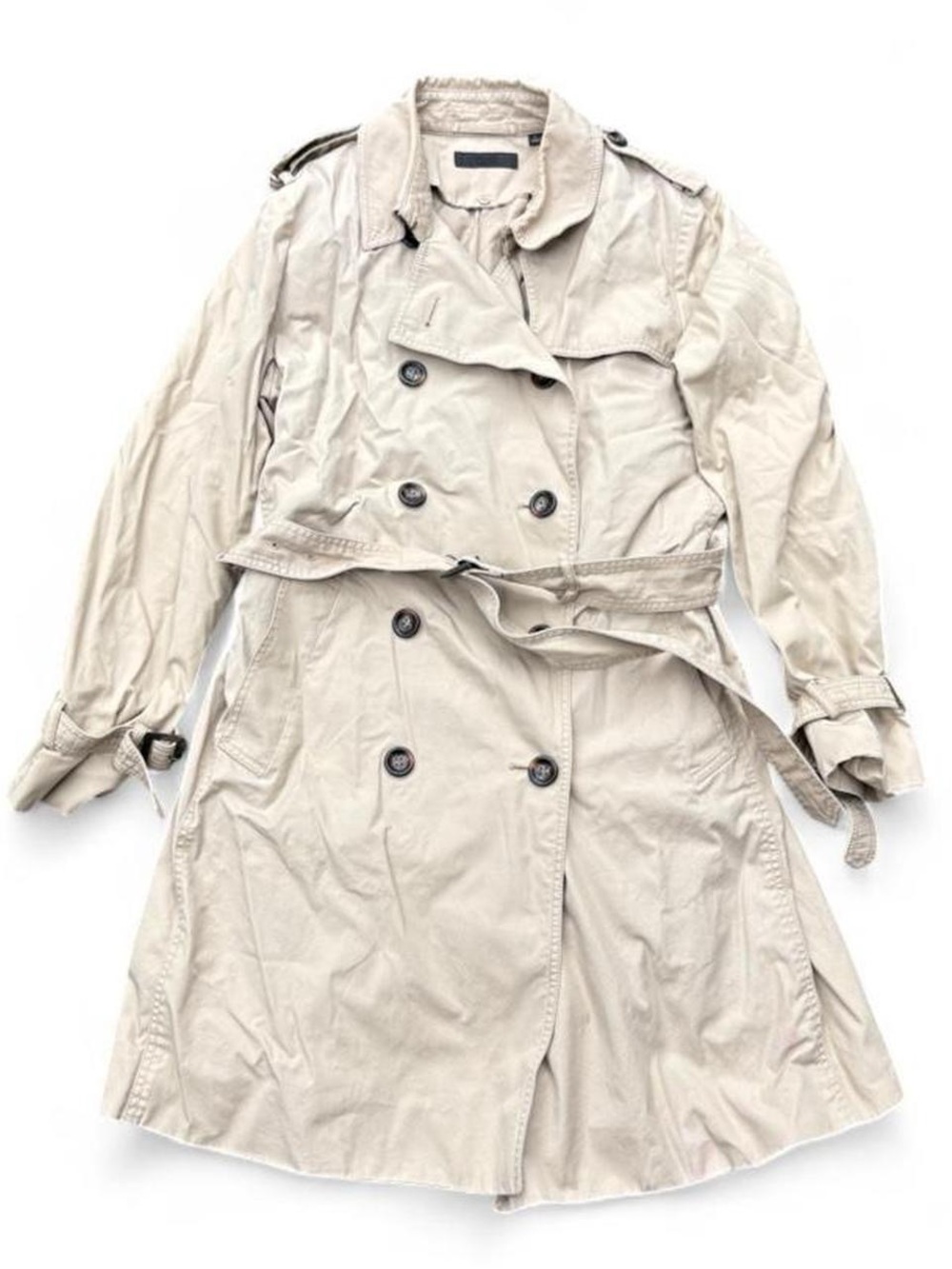 Vintage Uniqlo beige trench coat with belt
